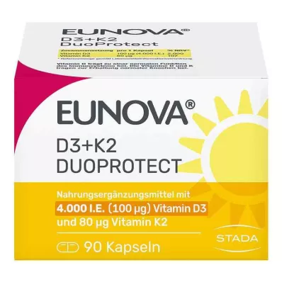 Eunova Duoprotect D3 + K2 4000 UI / cápsulas de 80 µg, 90 unidades Eunova Duoprotect D3 + K2 4000 UI / cápsulas de 80 µg, 90 unidades