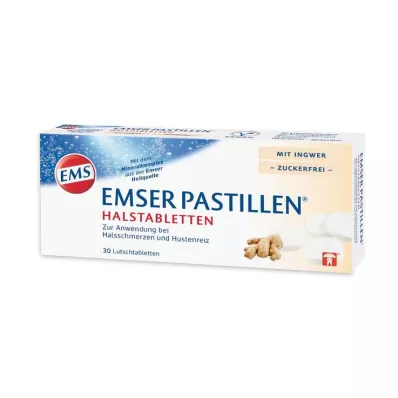 Pastilhas para garganta Emser com gengibre sem açúcar, 30 unidades Pastilhas para garganta Emser com gengibre sem açúcar, 30 unidades