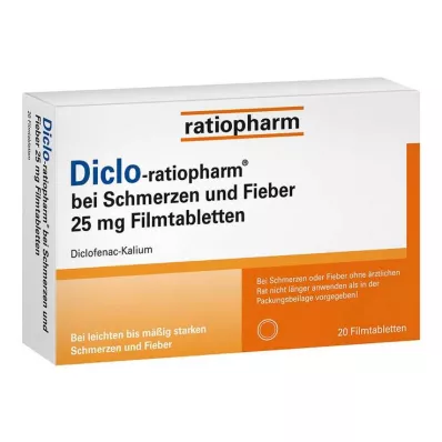 Diclo-Ratiopharm para dor e febre 25 mg Fta, 20 unidades Diclo-Ratiopharm para dor e febre 25 mg Fta, 20 unidades