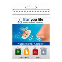 FILTER YOUR LIFE Filtro nasal para pessoas alérgicas tamanho L, 7X2 peças