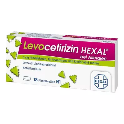 Levocetirizina Hexal para alergias 5 mg comprimidos revestidos por película, 18 unidades Levocetirizina Hexal para alergias 5 mg comprimidos revestidos por película, 18 unidades