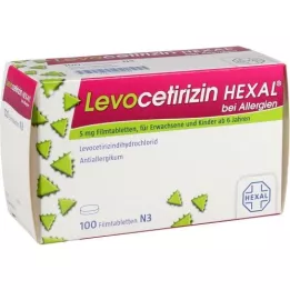 LEVOCETIRIZIN HEXAL para alergias 5 mg comprimidos revestidos por película, 100 unidades