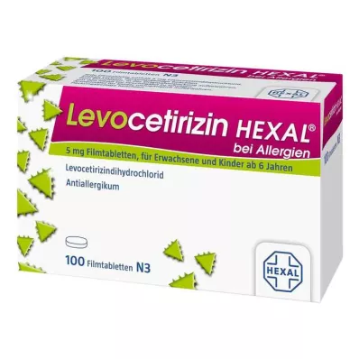LEVOCETIRIZIN HEXAL para alergias 5 mg comprimidos revestidos por película, 100 unidades LEVOCETIRIZIN HEXAL para alergias 5 mg comprimidos revestidos por película, 100 unidades