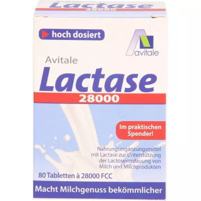 LACTASE 28.000 FCC Comprimidos em dispensador, 80 unidades