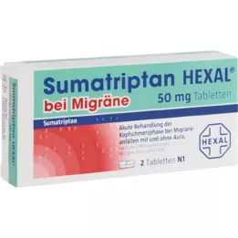 SUMATRIPTAN HEXAL para enxaqueca 50 mg comprimidos, 2 unid