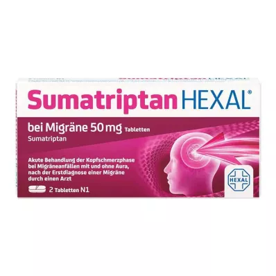 SUMATRIPTAN HEXAL para enxaqueca 50 mg comprimidos, 2 unid SUMATRIPTAN HEXAL para enxaqueca 50 mg comprimidos, 2 unid