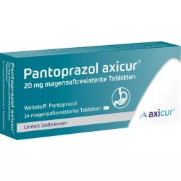 PANTOPRAZOL axicur 20 mg comprimidos com revestimento entérico, 14 unid