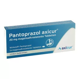 PANTOPRAZOL axicur 20 mg comprimidos com revestimento entérico, 14 unid