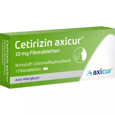 CETIRIZIN axicur 10 mg comprimidos revestidos por película, 7 unid