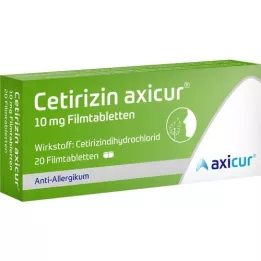 CETIRIZIN axicur 10 mg comprimidos revestidos por película, 20 unid