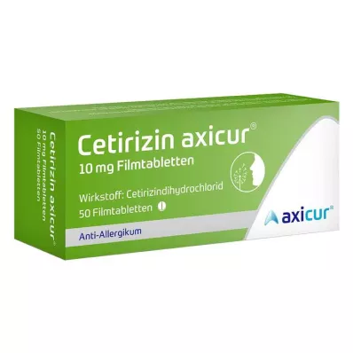 CETIRIZIN axicur 10 mg comprimidos revestidos por película, 50 unid