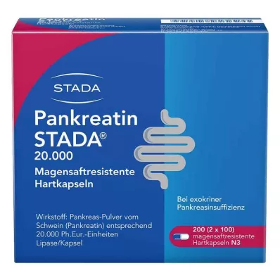 PANKREATIN STADA 20.000 cápsulas duras de sumo gástrico, 200 pcs