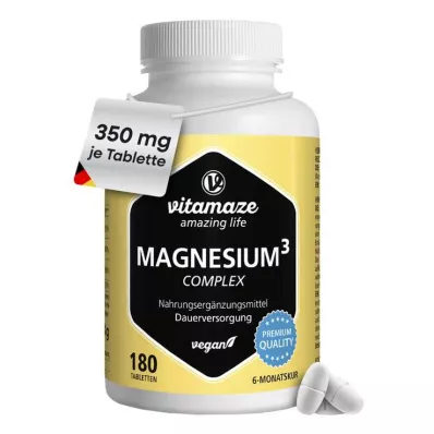 Comprimidos veganos complexos de citrato/óxido/carbonato de magnésio 350 mg, 180 unidades Comprimidos veganos complexos de citrato/óxido/carbonato de magnésio 350 mg, 180 unidades