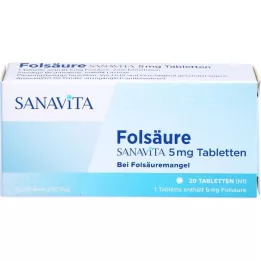 FOLSÄURE SANAVITA Comprimidos de 5 mg, 20 unidades