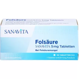 FOLSÄURE SANAVITA Comprimidos de 5 mg, 50 unidades