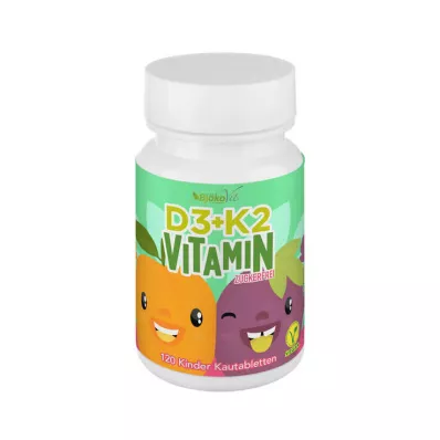 VITAMIN D3+K2 comprimidos mastigáveis para crianças, vegan, 120 unid VITAMIN D3+K2 comprimidos mastigáveis para crianças, vegan, 120 unid
