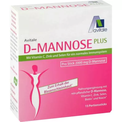 D-MANNOSE PLUS 2000 mg sticks com vitaminas e minerais, 15X2,47 g