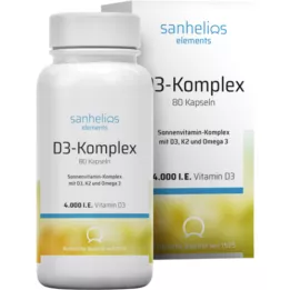 SANHELIOS Complexo vitamínico solar de vitamina D3 com K2, 80 unid