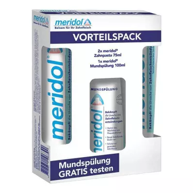 MERIDOL Pasta de dentes advantage pack + 100 ml de enxaguamento, 2X75 ml