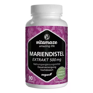 MARIENDISTEL Cápsulas veganas de alta dose de extrato de 500 mg, 90 unidades