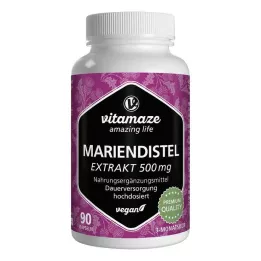 MARIENDISTEL Cápsulas veganas de alta dose de extrato de 500 mg, 90 unidades