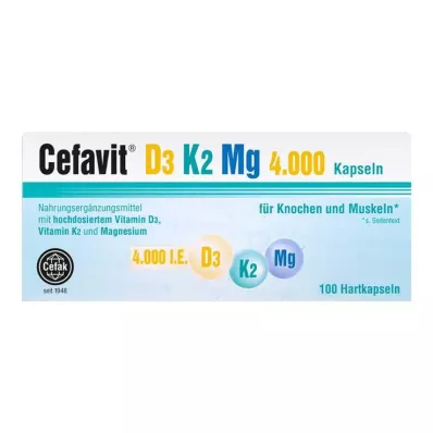 Cefavit D3 K2 Mg 4.000 UI cápsulas, 100 peças Cefavit D3 K2 Mg 4.000 UI cápsulas, 100 peças