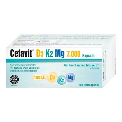 CEFAVIT D3 K2 Mg 7.000 U.I. cápsulas duras, 100 unid CEFAVIT D3 K2 Mg 7.000 U.I. cápsulas duras, 100 unid