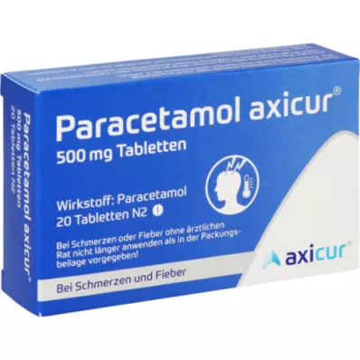 PARACETAMOL axicur 500 mg comprimidos, 20 unidades