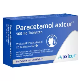PARACETAMOL axicur 500 mg comprimidos, 20 unidades