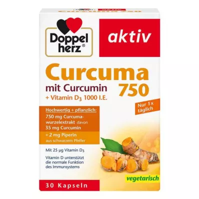 DOPPELHERZ Curcuma 750 Cápsulas, 30 Cápsulas