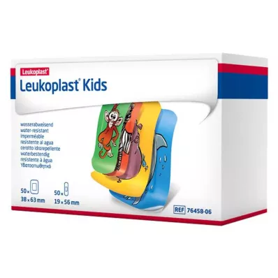 LEUKOPLAST Tiras para crianças 38x63mm/19x56mm cada 50 pcs, 100 pcs LEUKOPLAST Tiras para crianças 38x63mm/19x56mm cada 50 pcs, 100 pcs