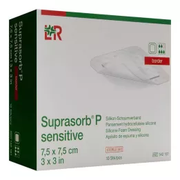 SUPRASORB P sensível PU-Rebordo de espuma 7,5x7,5cm, 10 pcs