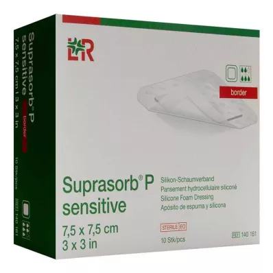 SUPRASORB P sensível PU-Rebordo de espuma 7,5x7,5cm, 10 pcs