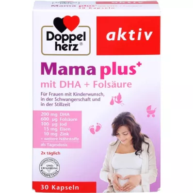 DOPPELHERZ Mum plus com DHA+ cápsulas de ácido fólico, 30 unid