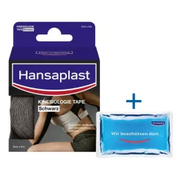 HANSAPLAST Fita adesiva desportiva de cinesiologia 5 cmx5 m preta, 1 unid
