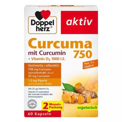 DOPPELHERZ Curcuma 750 Cápsulas, 60 Cápsulas
