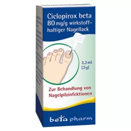 CICLOPIROX beta 80 mg/g de verniz de unhas contendo ingrediente ativo, 3,3 ml