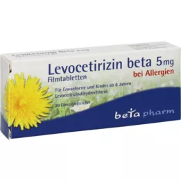 LEVOCETIRIZIN Beta 5 mg comprimidos revestidos por película, 20 unidades