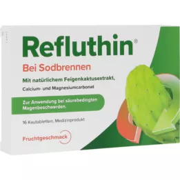 REFLUTHIN para azia comprimidos mastigáveis fruta, 16 unid