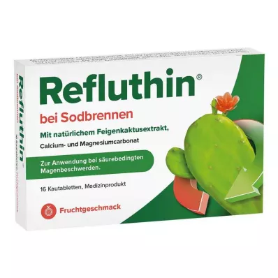 REFLUTHIN para azia comprimidos mastigáveis fruta, 16 unid