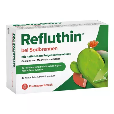 REFLUTHIN para azia comprimidos mastigáveis fruta, 48 unid