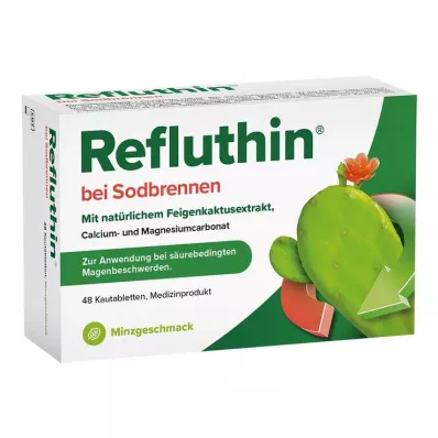 Refluthin para azia comprimidos mastigáveis de menta, 48 unidades Refluthin para azia comprimidos mastigáveis de menta, 48 unidades