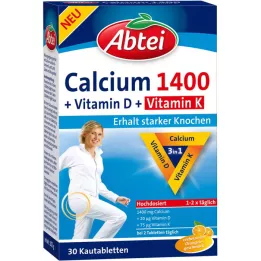 ABTEI Calcium 1400+Vitamin D3+K Chewable Tablets, 30 Capsules