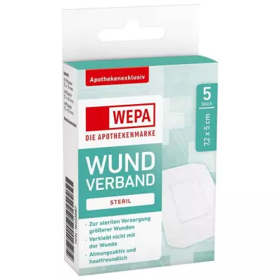 WEPA Pensos para feridas 7,2x5 cm estéreis, 5 unid
