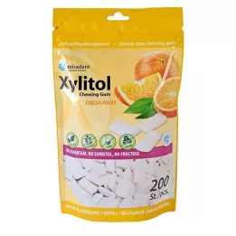 MIRADENT Xylitol Chewing Gum Fruta fresca Recarga, 200 St