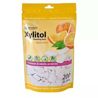 MIRADENT Xylitol Chewing Gum Fruta fresca Recarga, 200 St