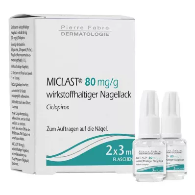 MICLAST 80 mg/g de verniz de unhas com ingrediente ativo, 2X3 ml MICLAST 80 mg/g de verniz de unhas com ingrediente ativo, 2X3 ml