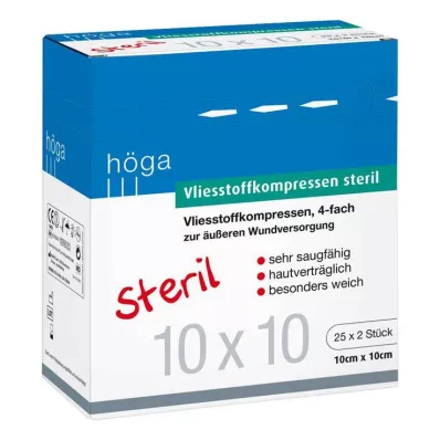 Compressas não tecidas 10x10 cm estéreis 4 vezes, 25x2 peças Compressas não tecidas 10x10 cm estéreis 4 vezes, 25x2 peças