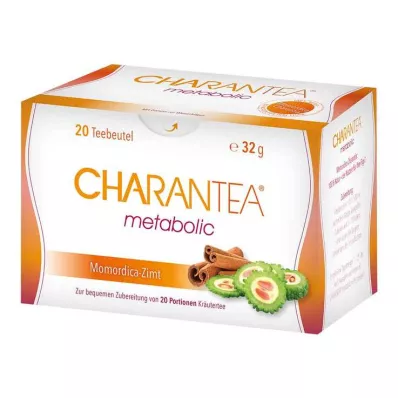 CHARANTEA Saco de filtro para chá de ervas com canela metabólico, 20 unidades