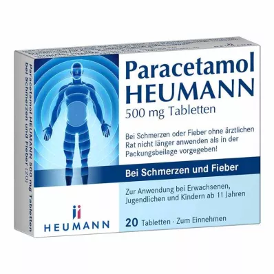 Paracetamol HEUMANN comprimidos de 500 mg para dor e febre, 20 unidades